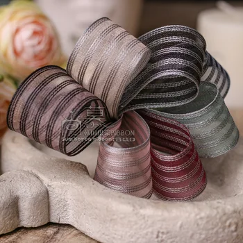 

100yards 10 16 25 40mm stripes organza sheer ribbon for hair bow diy accessories bouquet packing package bow craft supplies