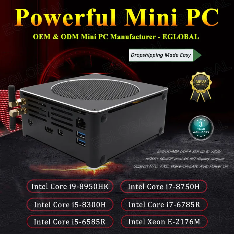 Intel мини ПК компьютер Windows 10 Лицензия Barebone Core i7 8850H 8750H 6 ядер 32 Гб DDR4 2 * M.2 SSD UHD Graphics 630