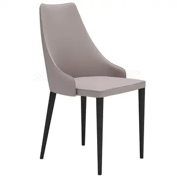 

Nordic Dining Chair Modern Simple Home Fashion Grey High Back Negotiation Chair White Model Room Restaurant Leather Chair