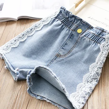 

2020 Summer Girls Side Lace High-Waisted Jeans Shorts