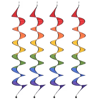 

Spinner, 4 PCS 55-Inch Foldable Wind Spinner Decoration, Colorful Hanging Decoration for Garden Backyard Camping Tent