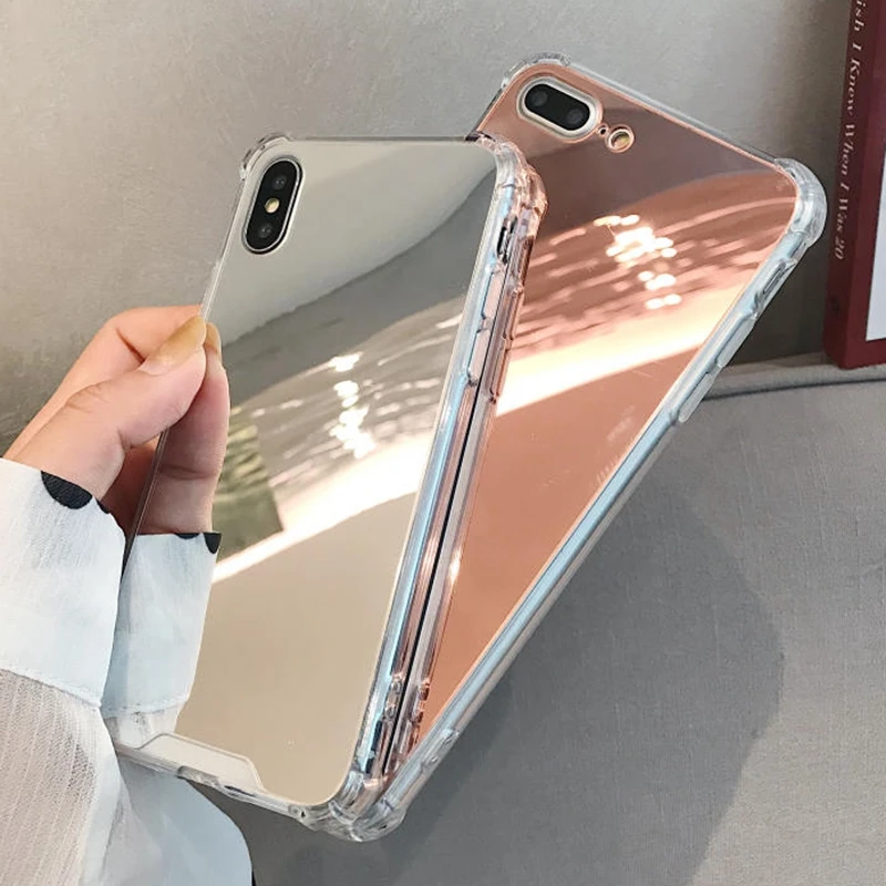 

Full View Mirror Case for iphone XS MAX XR X 10 7 8 6 6s Plus 4 Gasbag Drop-Proof Anti Knock Protector Acrylic Soft TPU Cover