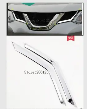 

For Nissan X-trail xtrail T32/Rogue 2014 2015 2016 ABS chrome trim Front upper Grid Grill Grille license plate Stick frame 2pcs