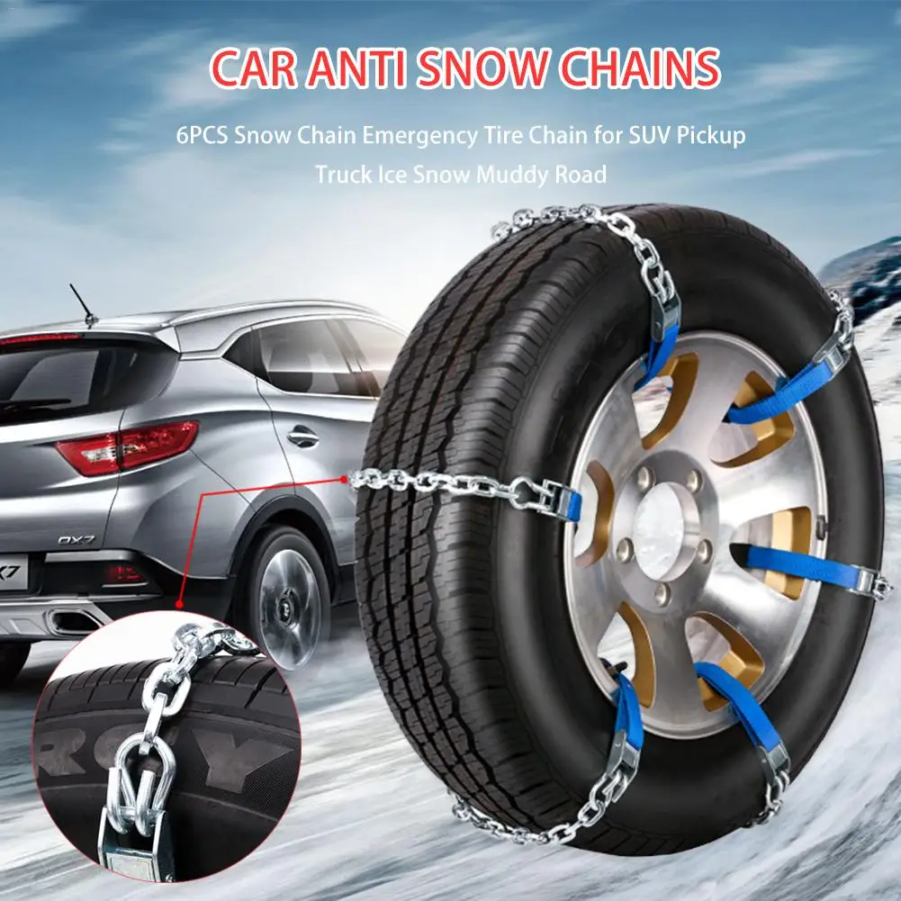 

6PCS Snow Chain Emergency Tire Chain for SUV Pickup Truck Ice Snow Muddy Road