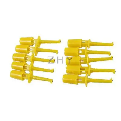 

10 Pcs Yellow Multimeter Lead Wire Test Hooks Clip Set