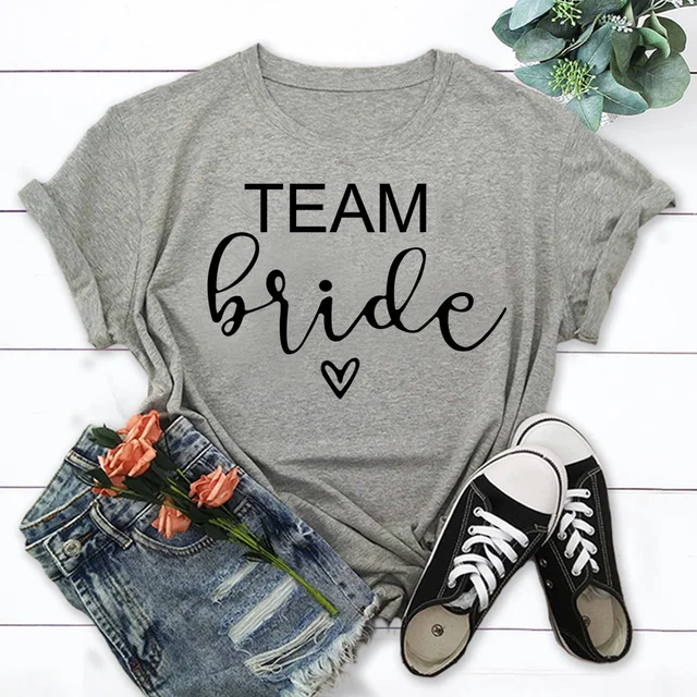 bachelorette team bride t shirt estonian wedding party ulzzang t-shirt cato women's tea bride short women tops drop ship Light Grey-3