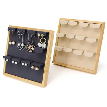 

3 Layers Wooden Earring Display Stand Stud Earrings Holder Jewelry Showcase Prop