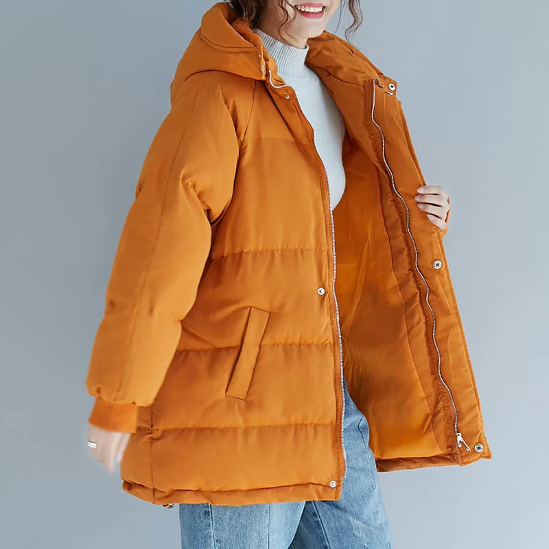 Зимние куртки для женщин 8X 7XL, большие размеры, обхват груди 140 см, пальто для женщин оранжевого цвета