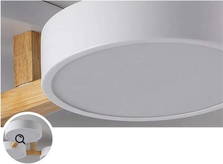 Простой светодиодный светильник с металлическим абажуром для гостиной, деревянная современная люстра для спальни в круглой форме
