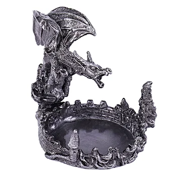 

Retro Dragon Sculpture Ashtray Cigarette Ashtray Zinc Alloy Desktop Ornament for Home Office Outdoor (Silver)
