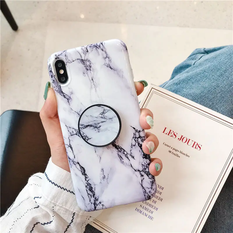 Для iPhone XR X глянцевый мрамор с эффектом трещин чехол для телефона со складным держателем чехол s для iPhone X 6 6S Plus чехол под мрамор XS MAX XR 8 7 Plus