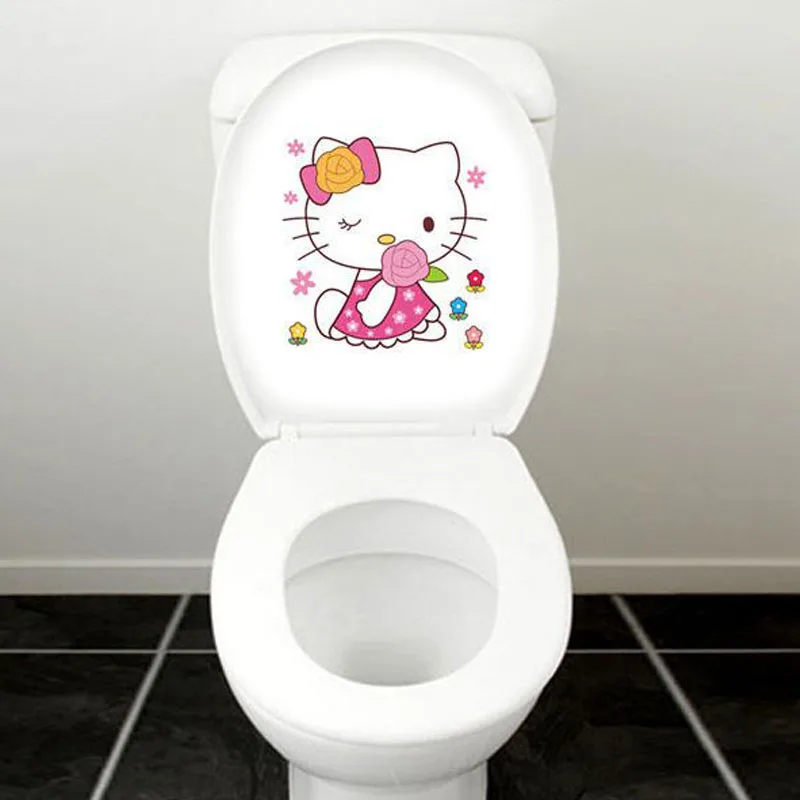 Hello kitty мультфильм Милая наклейка на унитаз Водонепроницаемый Ванная комната