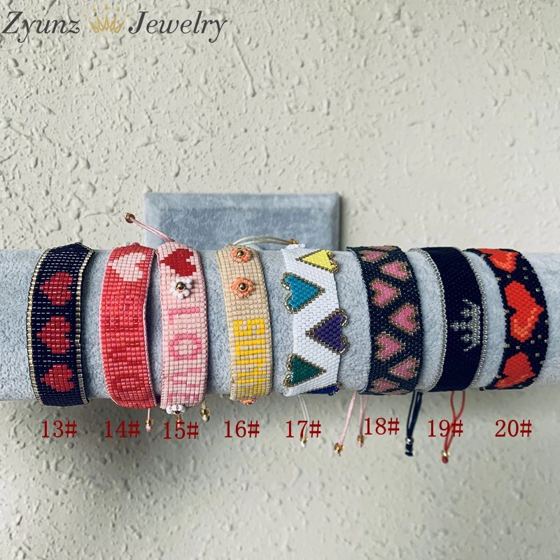 5 шт, красочные браслеты с узором в виде сердца, Miyuki браслет, уникальные ювелирные изделия ручной работы, красочный браслет из бисера-подарок для нее