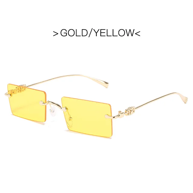 2021 Fashion Square Glasses Women Sunglasses Classic Vintage Metal Frame Eyeglasses Male Female Luxury Sun Glasses Uv400 Yellow