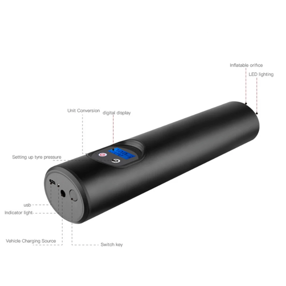 Portable Smart Vehicle Tyres Lightweight Rechargeable Practical Easy Operate Efficient Handheld Air Pump Bicycle Wireless