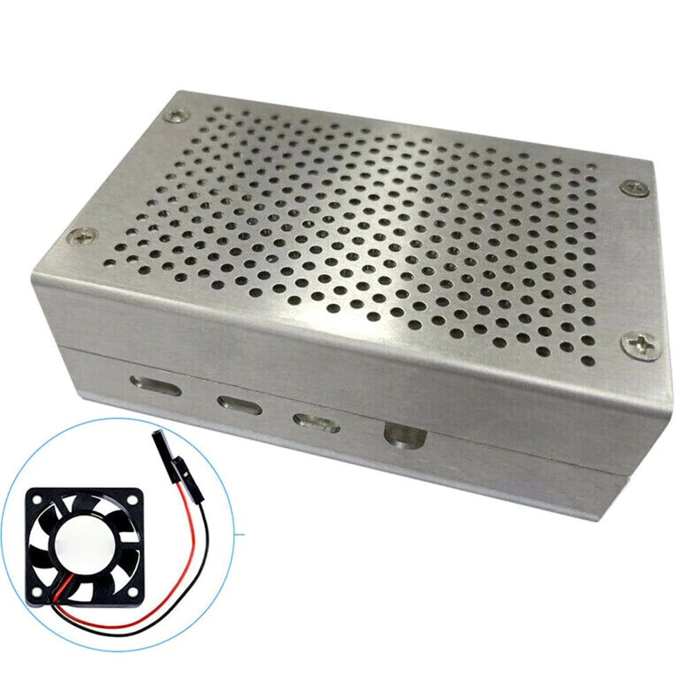 

Enclosure Hard Accessories Aluminium Alloy Protective Box Shell Hole Computer Case Cooling Fan Cover For Raspberry Pi 4