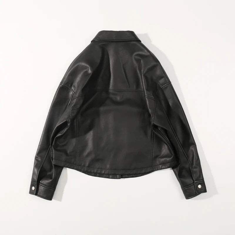 

Leather Clothing Short Paragraph 2020 Autumn Loose Black Sheepskin Jacke
