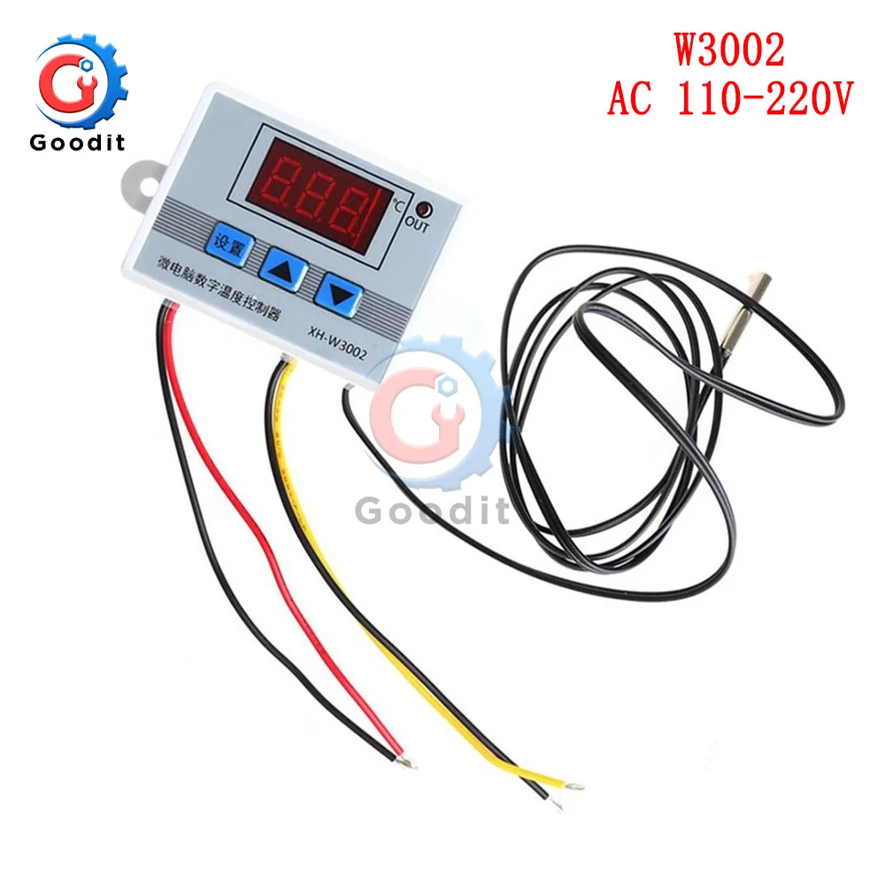 W3002 AC 110-220V W3001 W3002 светодиодный цифровой термостат Температура Управление; переменного тока 110 V-220 V DC12V 24V терморегулятор нагревательные охладительные Управление - Цвет: W3002 AC 110-220V