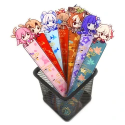 Anime Genshin Impact Straight Ruler Cute Cartoon Acrylic Ruler For Kids Student Stationery Measuring Tool Office School Supplies