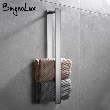 

Black Chrome Stainless Steel Hanger With Hook Self-Adhesive Modern Bathroom Kitchen Accessories Towel Rack