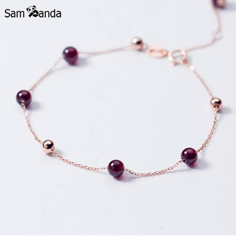 New 100% 925 Sterling Silver Fashion Women's Jewelry Garnet Sweet Red Bracelet For Girls Lady Gift Drop Shipping | Украшения и