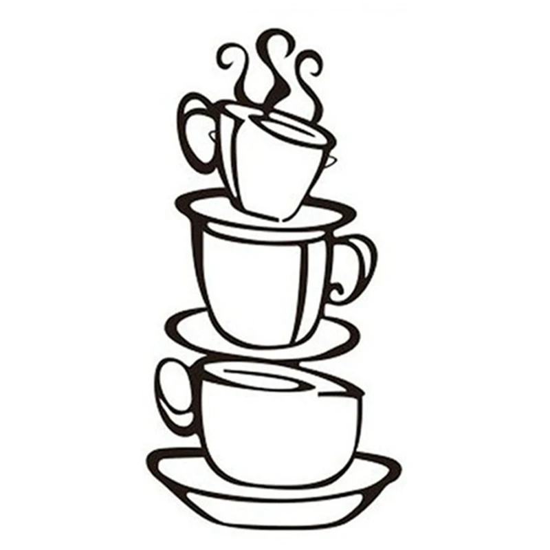 Removable DIY Kitchen Decor Coffee House Cup Decals Vinyl Metal Mug Wall Sticker | Дом и сад