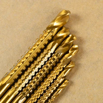 

6pcs High Speed Steel Drill Bits Titanium Coated Pulling Thin Wood Metal Plastic Plates Power Drilling Tool Accessories