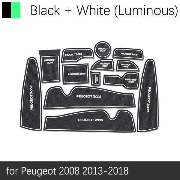 Противоскользящий резиновый подстаканник для ворот для peugeot 2008 2013~, подстаканник, аксессуары для peugeot 2008, автомобильные наклейки - Название цвета: White Luminous