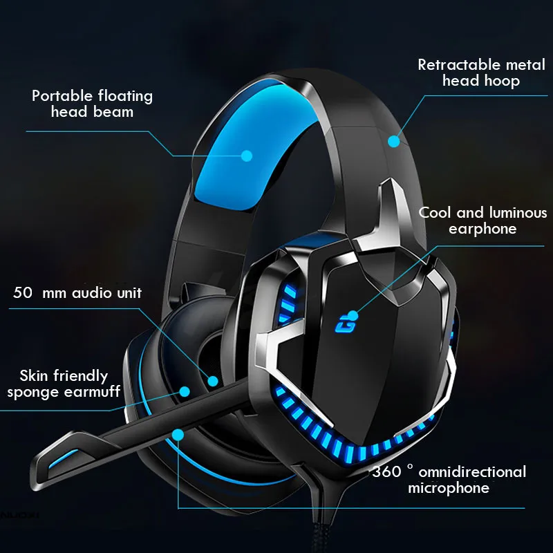 Professional Gaming Headset Gamer Headphones 7 1 Surround Sound for Computer PS4 PC Wired Headsets With Mic LED Light Gifts