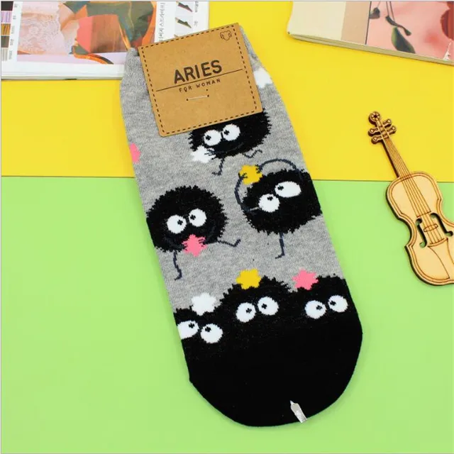 Totoro Sock No face Man Socks Anime Hayao Miyazaki Cartoon Figures Printed Korean Socken Creative Fairydust Cotton Sock 005