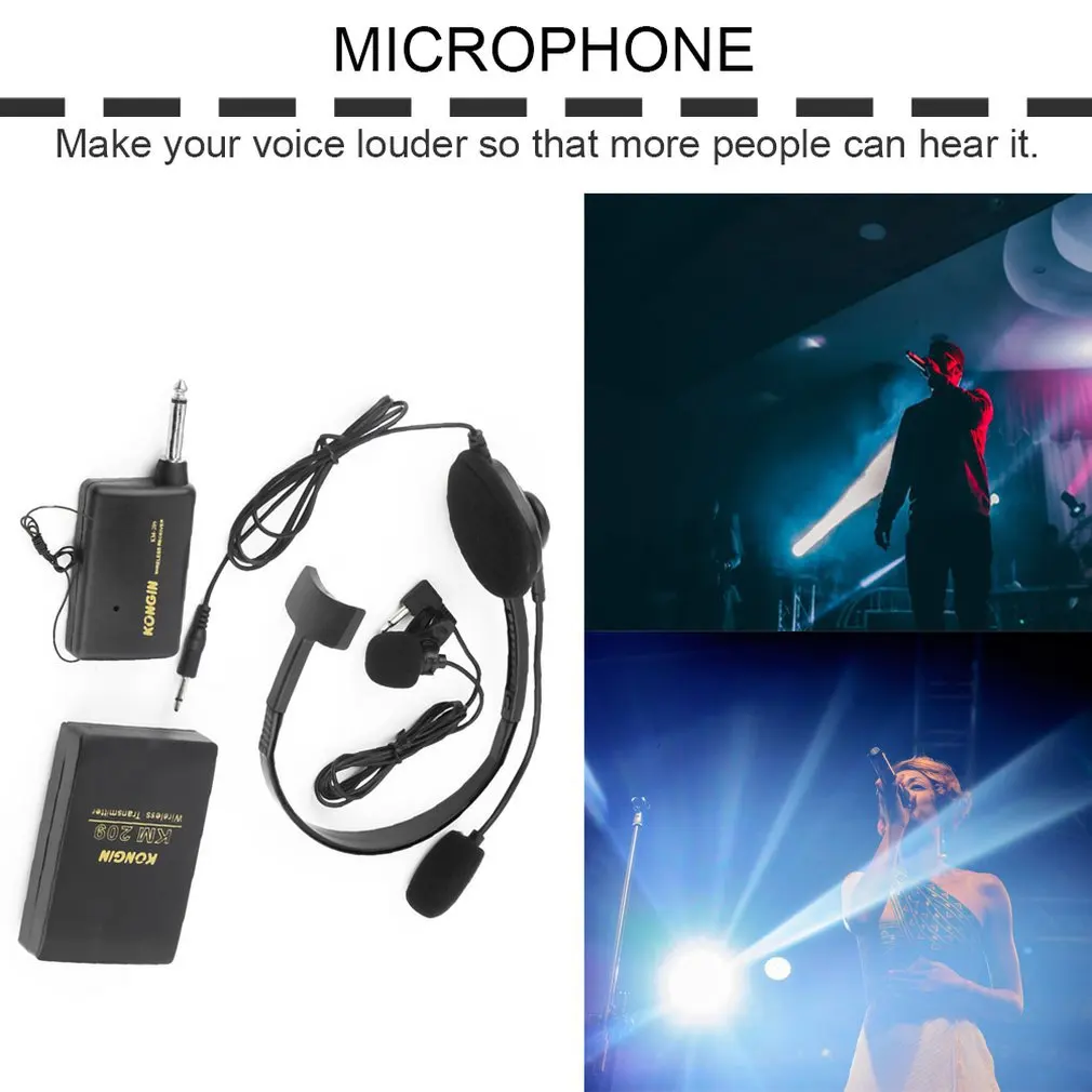 

Portable VHF Stage Wireless Lavalier Lapel Headset Microphone System Mic FM Transmitter Bodypack Transmiter