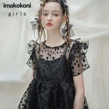 

imakokoni original design black flower mesh gown simple wild clothes female summer 203020