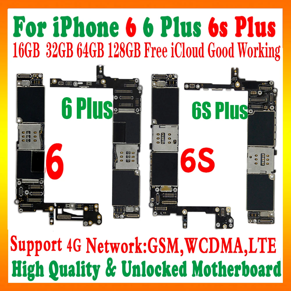 Материнская плата для iPhone 6S 6 Plus 16 ГБ 32 64 128 хорошая работа МБ бесплатный iCloud