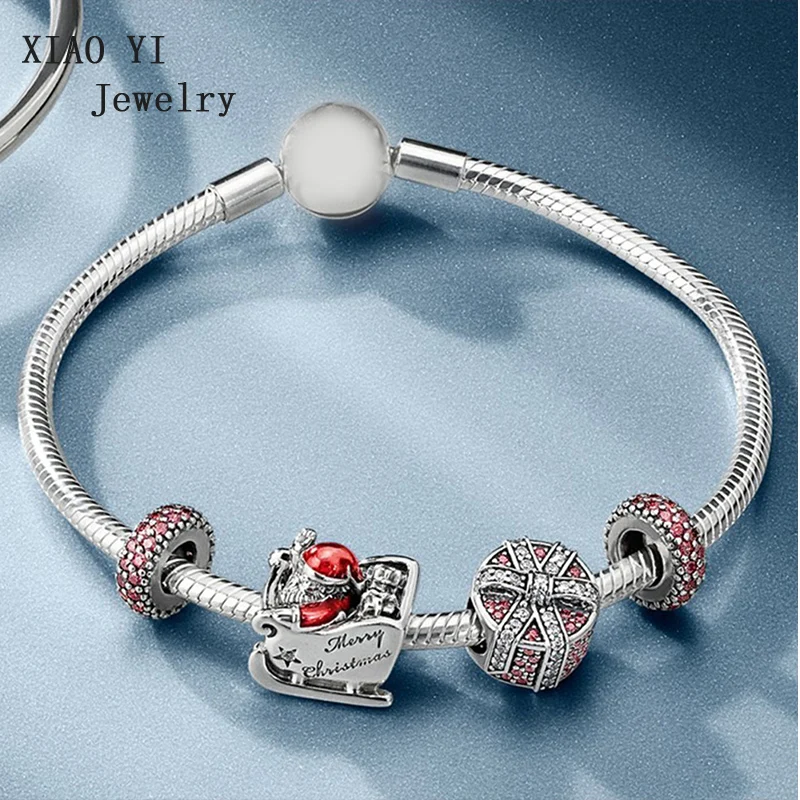 

XIAOYI jewelry 100% 925 Sterling Silver 1:1 charming winter red gift sparkling Christmas gift bracelet bracelet