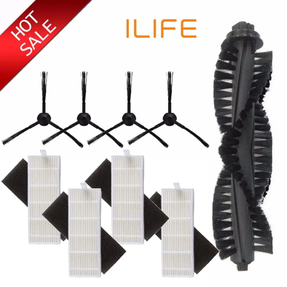 1 * основная щетка + 4 Пылезащитный фильтр HEPA боковая для ILIFE A4s A40 аксессуары