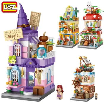 

New LOZ Mini Block City View Scene Coffee Shop Retail Store Architectures Models & Building Quiz Christmas Toy for Children 1649