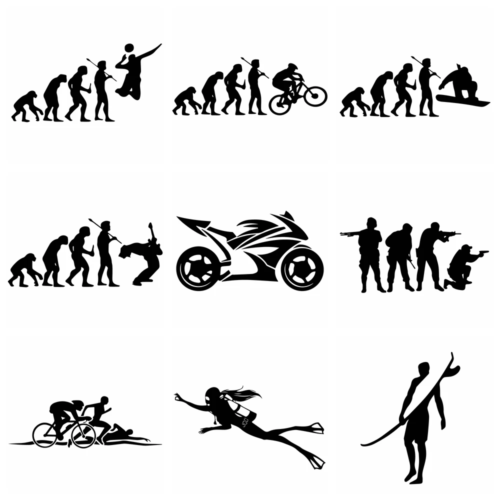 Human Evolution Motorcycle Car Stickers Personalized Vinyl Reflective Decal RS 