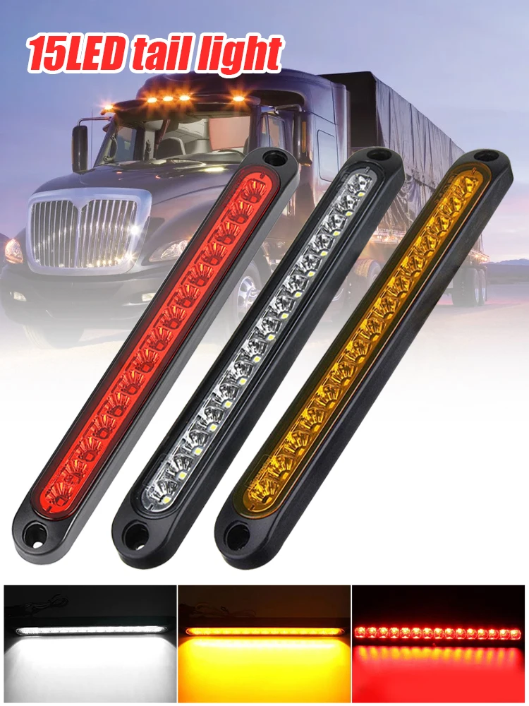 

2023 New 15LED Car Light Bar 12V Red Third Brake Light Rear Light Signal Side Marker Turn Signal Stop Warning Lamp High Mount