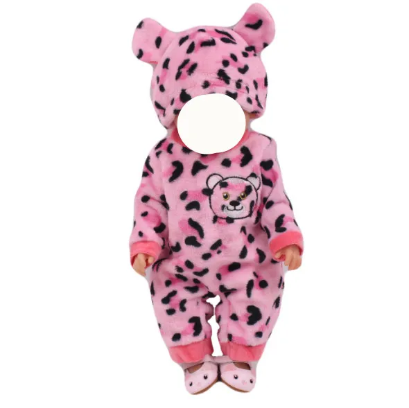 43 см, новая детская одежда с леопардовым принтом для куклы комплект одежды с животными из мультфильмов для девочек 18 дюймов, американский комбинезон для девочек, Детский костюм