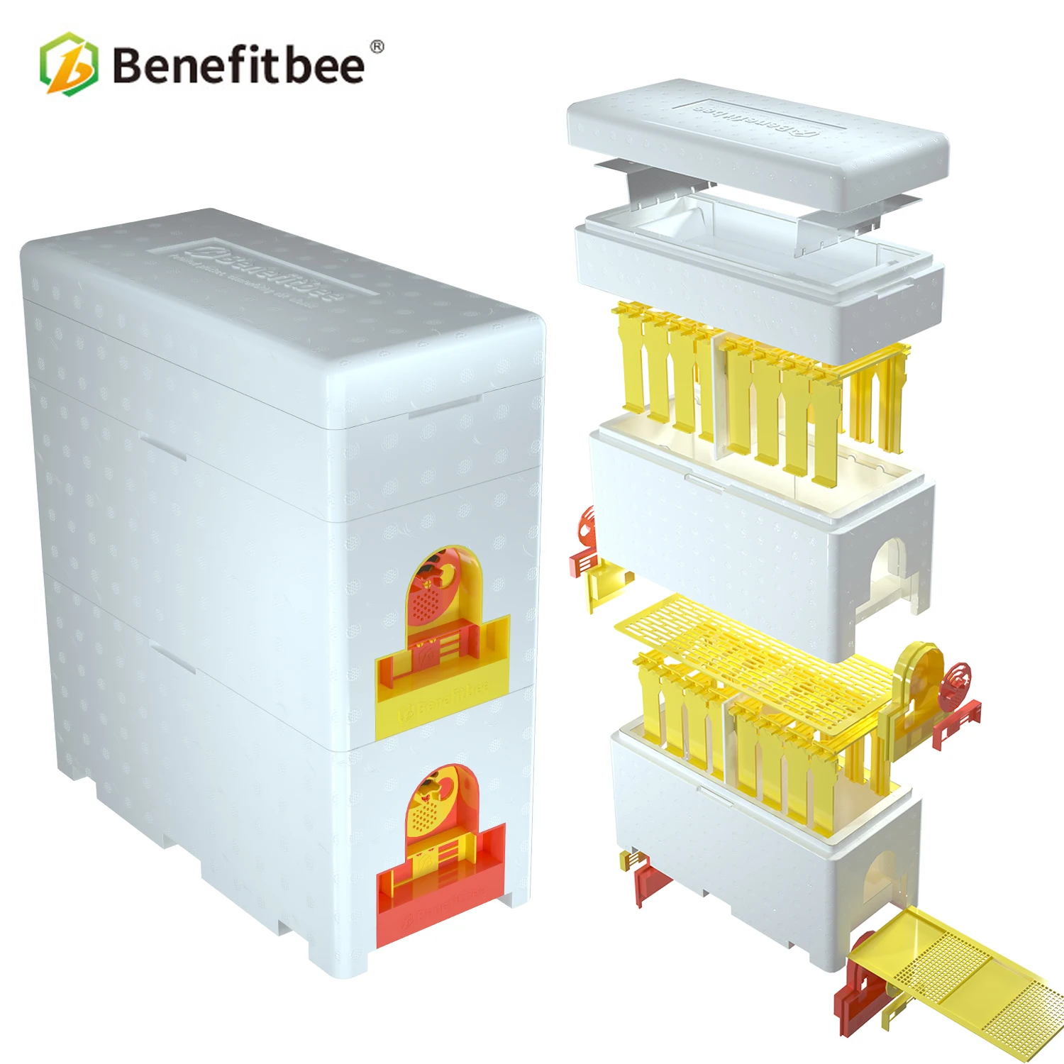 

Benefitbee Brand Multi-Functional Queen Bee Hive Plastic Foam Material Double Box Queen Rearing Beehive Beekeeping Tool Bee Nest