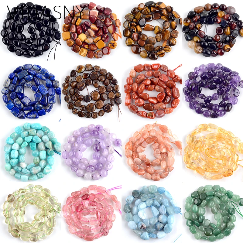 

Natural Irregular Mix Gem Stone Agates Crystal Tiger Eye Jades Minerals Beads For Jewelry Making Spacer Beads Diy Bracelet 15"