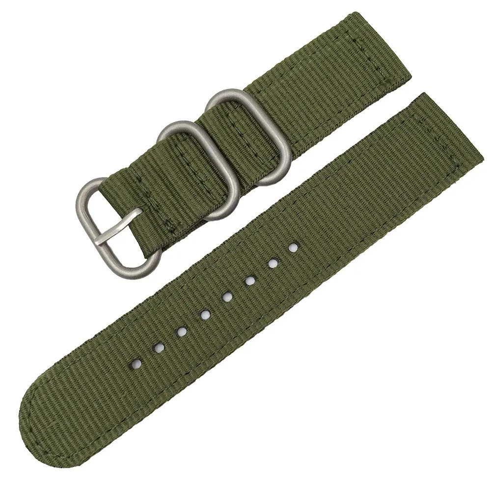 Army green S 18 мм, 20 мм, 22 мм, 24 мм, ремешок для часов NATO, нейлоновый ремешок, тканевое кольцо, пряжка в полоску, сменный Браслет, аксессуары - Цвет ремешка: Army green S