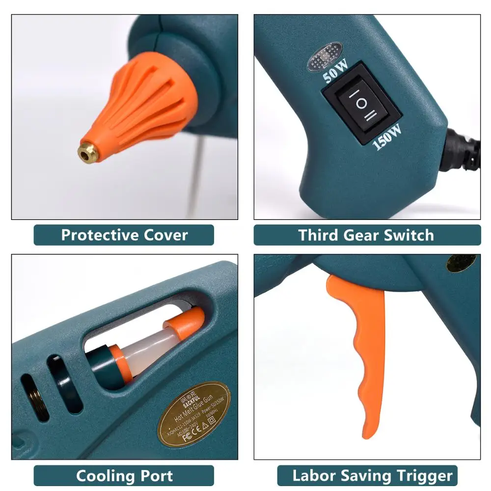 Hot Melt Glue Gun 15 IN 1 Tool KIT 50W/OFF/150W Switch For Crafts Repair Tool Profes DIY Use 11mm Glue Sticks Pure copper nozzle