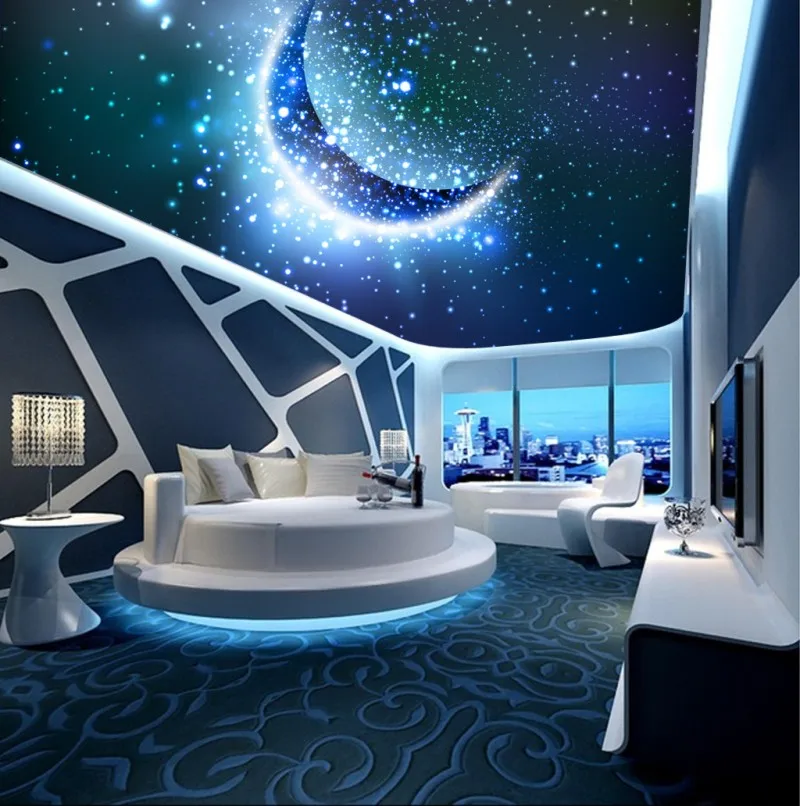 

Photo Wallpaper Living Room Bedroom KTV Ceiling Murals Wallpaper Fantasy Starry Sky Stars Living Room Ceiling