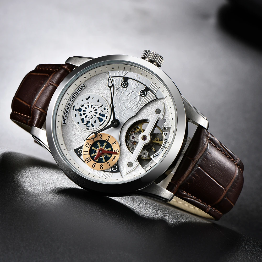 2020 free shipping  New Fashion PAGANI Leather Tourbillon Watch Luxury Brand Automatic Men Watch Men Mechanical silver stainless Steel Watches Relogio Masculino (74)