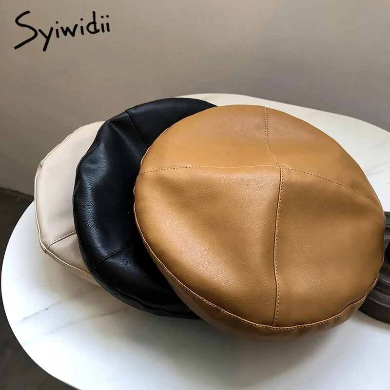 Syiwidii 2021 Новые осенне-зимние береты шапки для женщин из искусственной кожи