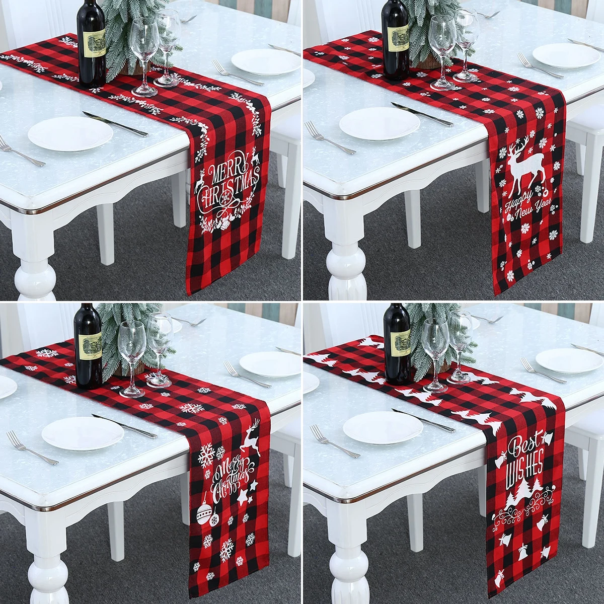 

Christmas Elk Snowflake Table Runner Merry Christmas Decor For Home 2022 Xmas Ornaments Navidad Natal New Year's Decor 2023