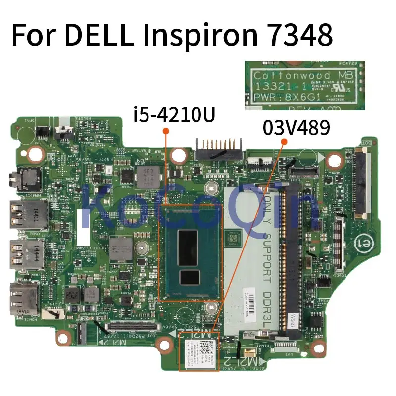 para Dell Inspiron 13 3147 3148 7347 7348 7352 Notebook Mainboard Cn03v489 03v489 133211 I54210u Sr1ef Ddr3 Laptop Motherboard
