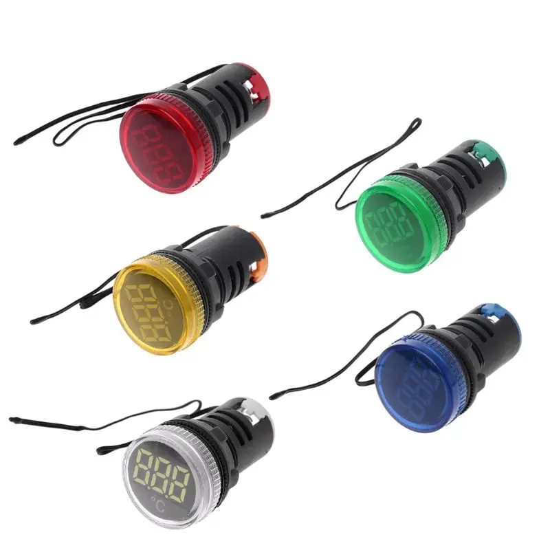 

22mm AC 50-380V Thermometer Indicator Light LED Digital Display Temperature Measuring Induction Ranging -20-119