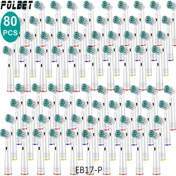 

Poleet 80PCS Electric Tooth Brush Head EB17-P for Braun Oral B SB17A SB-17A Soft Bristle Vitality Dual Clean Professional Care
